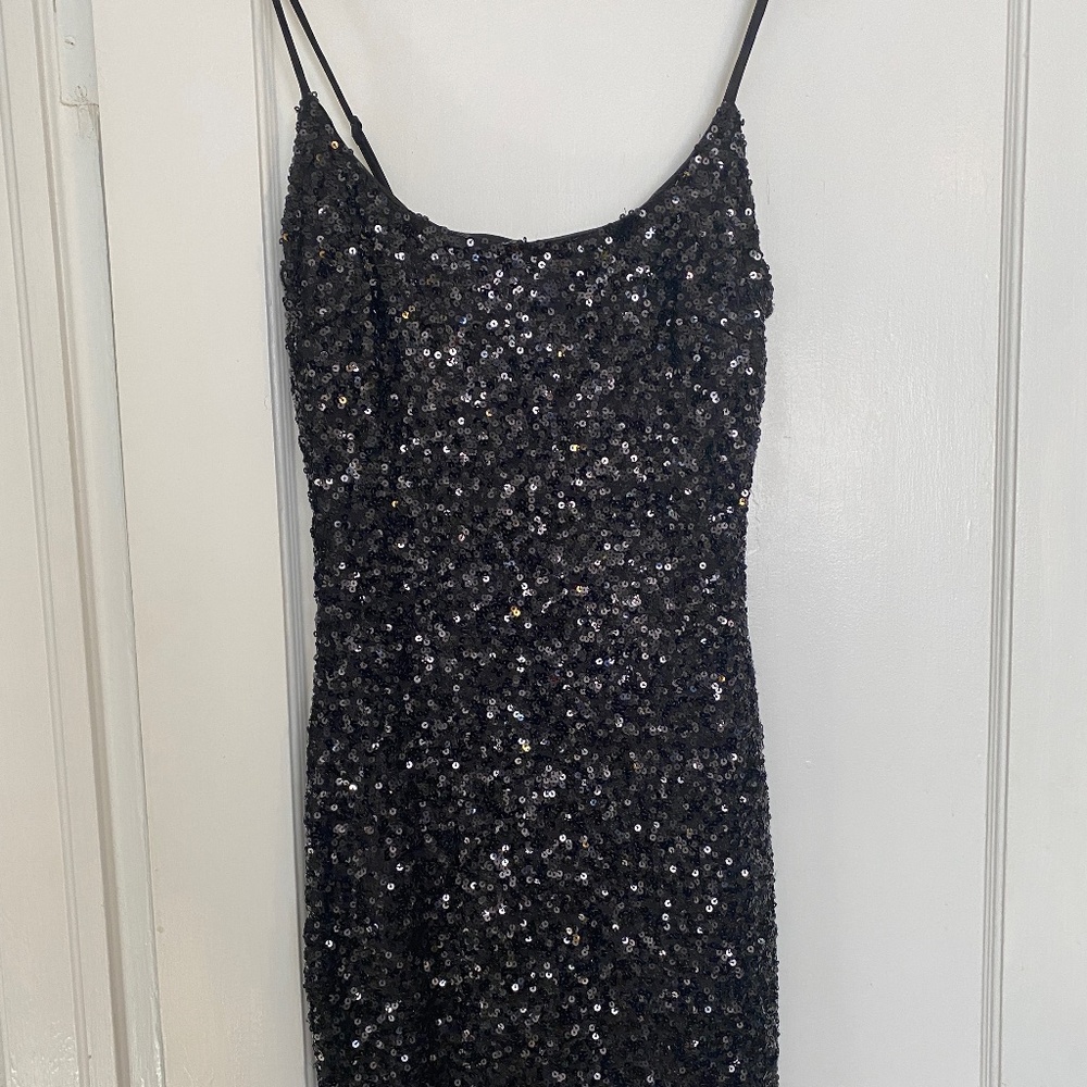 NWT GUESS Sabrina Black Sequin Dress